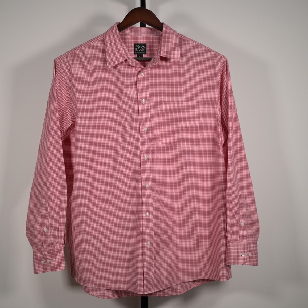 Jos. A. Bank Mens XL Traveler's Collection Red Gingham long sleeve shirt - Picture 2 of 8